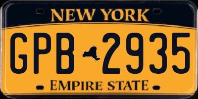 NY license plate GPB2935
