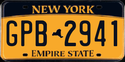 NY license plate GPB2941