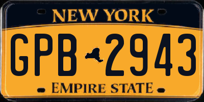 NY license plate GPB2943