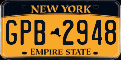 NY license plate GPB2948