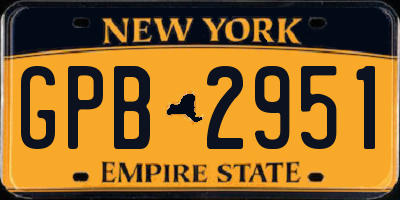 NY license plate GPB2951
