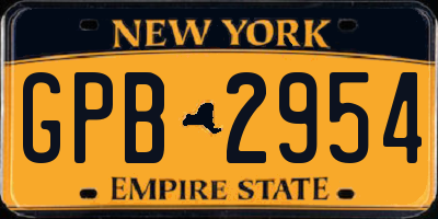 NY license plate GPB2954