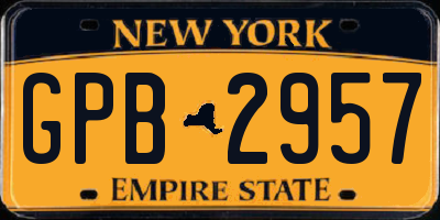 NY license plate GPB2957