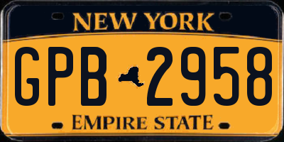 NY license plate GPB2958