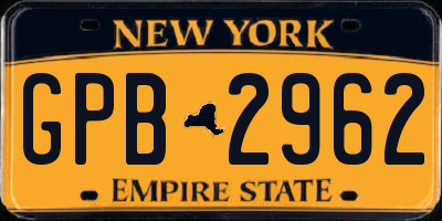 NY license plate GPB2962