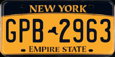 NY license plate GPB2963