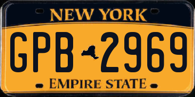 NY license plate GPB2969