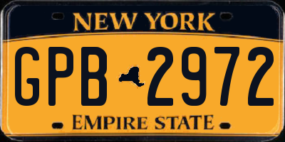 NY license plate GPB2972