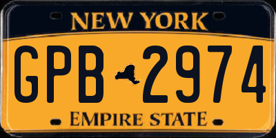 NY license plate GPB2974