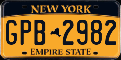 NY license plate GPB2982
