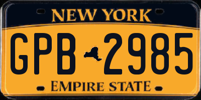 NY license plate GPB2985