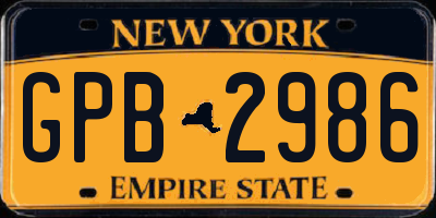 NY license plate GPB2986