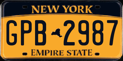 NY license plate GPB2987