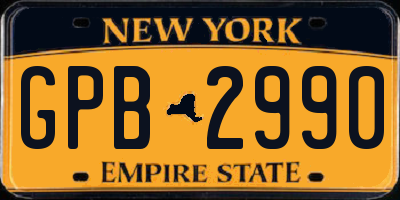 NY license plate GPB2990