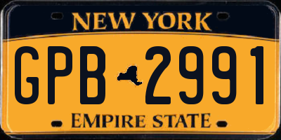 NY license plate GPB2991