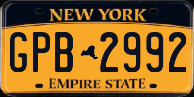 NY license plate GPB2992
