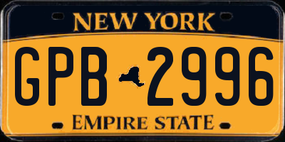 NY license plate GPB2996