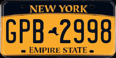 NY license plate GPB2998