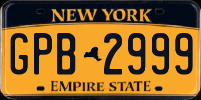 NY license plate GPB2999