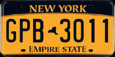 NY license plate GPB3011