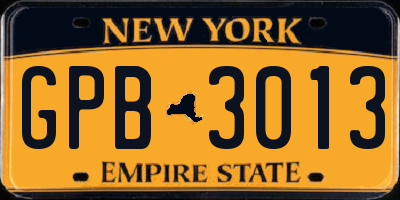 NY license plate GPB3013