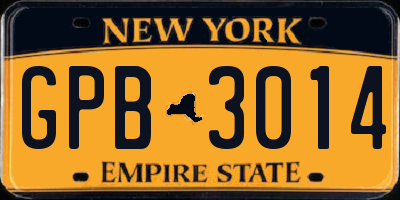 NY license plate GPB3014
