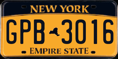 NY license plate GPB3016