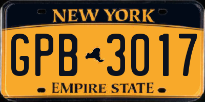 NY license plate GPB3017
