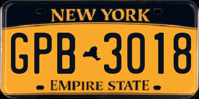 NY license plate GPB3018