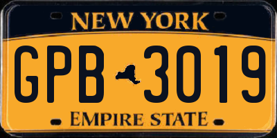 NY license plate GPB3019
