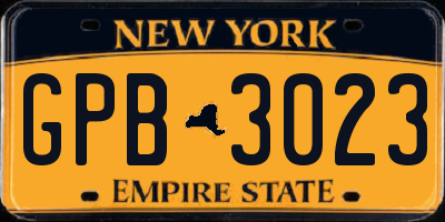 NY license plate GPB3023