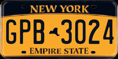 NY license plate GPB3024