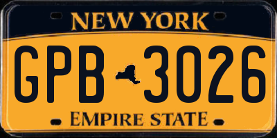 NY license plate GPB3026