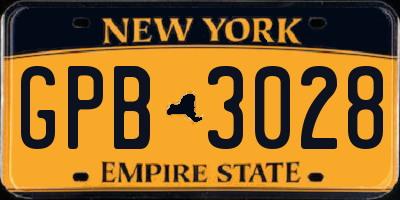 NY license plate GPB3028