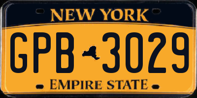 NY license plate GPB3029
