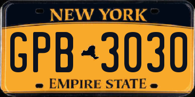 NY license plate GPB3030