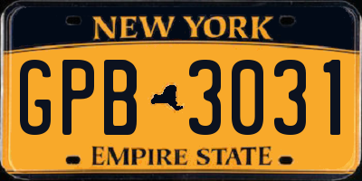 NY license plate GPB3031