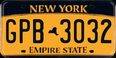 NY license plate GPB3032