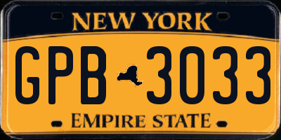 NY license plate GPB3033