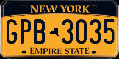NY license plate GPB3035