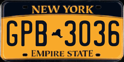 NY license plate GPB3036