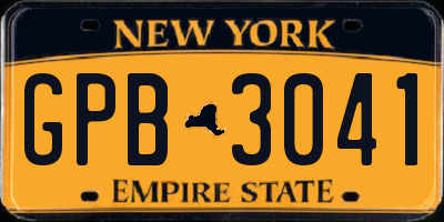 NY license plate GPB3041
