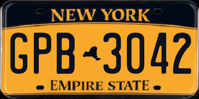 NY license plate GPB3042