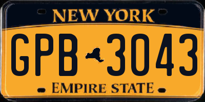 NY license plate GPB3043