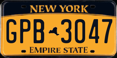 NY license plate GPB3047