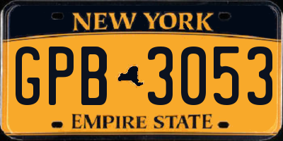 NY license plate GPB3053