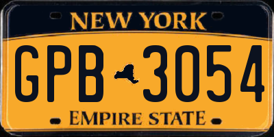 NY license plate GPB3054