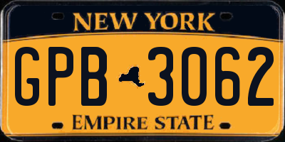 NY license plate GPB3062