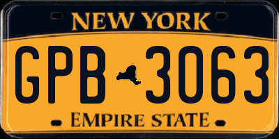 NY license plate GPB3063