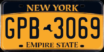 NY license plate GPB3069